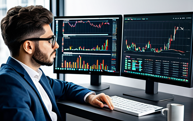 디지털화폐 가격 분석 - Crypto Investor Studying Charts**
"A focused investor with glasses, wearing a professional blazer, ...