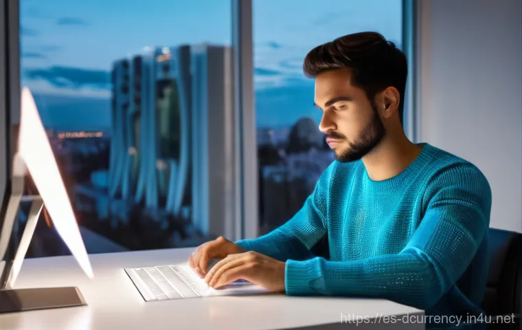 디지털화폐와 보안의 관계 - Image Prompt 1: The Vigilant Investor in a Digital Fortress**