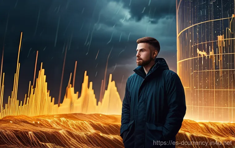 디지털화폐의 가격 변동성 분석 - **Prompt:** An ethereal, futuristic ocean scene where colossal, majestic "whale" entities, composed ...