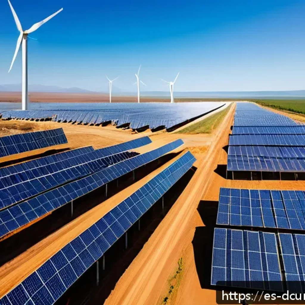 디지털화폐 채굴과 환경 문제 - A modern cryptocurrency mining facility in a sunny Latin American landscape, featuring solar panels ...